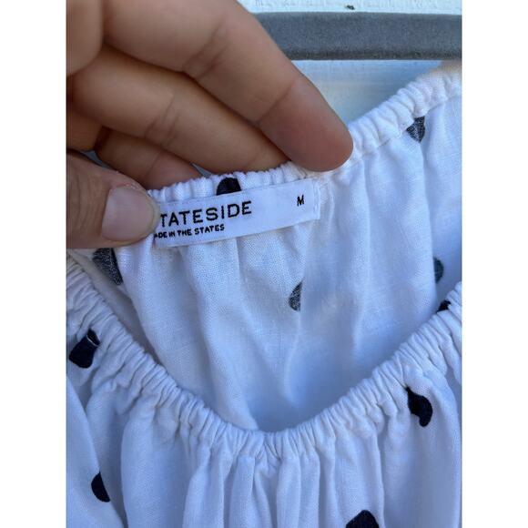 Stateside Polka Dot Maxi Dress, Linen Blend, Belted, Sz M - Picture 5 of 7